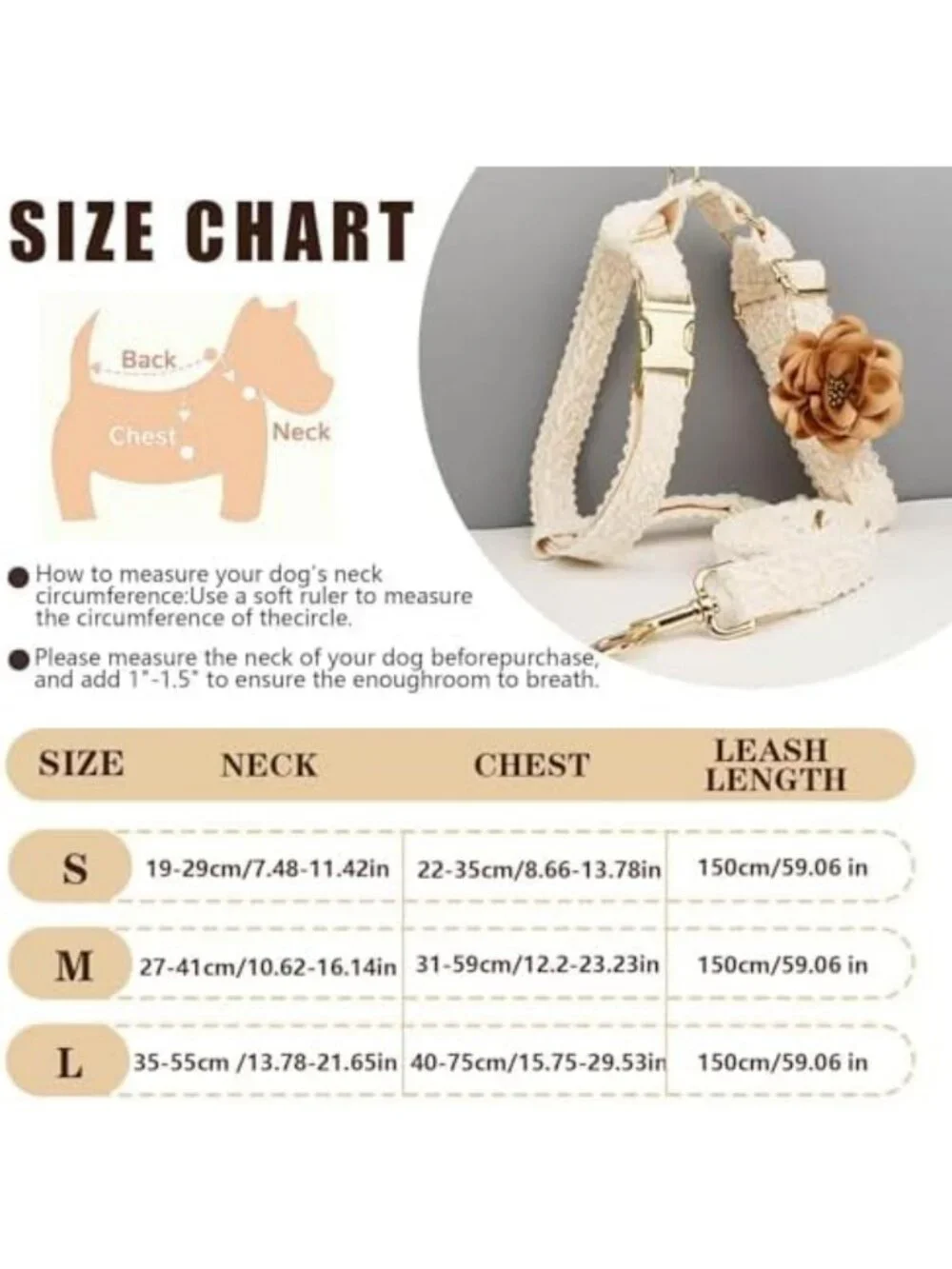 Adjustable White Lace Dog Harness & Leash Set for Girls - No Pull, Luxury Design